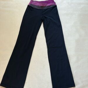 Lululemon Astro yoga pants black purple grey crossover waistband wide leg
